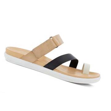 Women's Ecco Simpil Flat Toe-loop Sandals White / Black | USA 193WNB